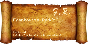 Frankovits Radó névjegykártya